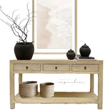 Load image into Gallery viewer, Organic Console _ Three Drawer + Shelf _ 160cm _ Blonde Elm
