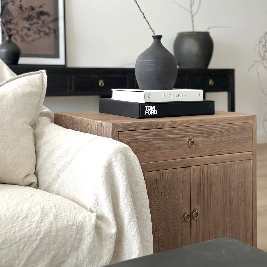 Wabi-Sabi Oversize Bedside Table _ Earthy Brown