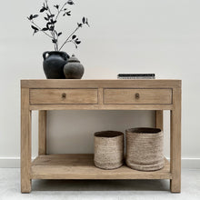 Load image into Gallery viewer, Antique Console _ 120cm _ Two Drawer + Shelf _ Aged Elm
