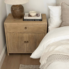 Load image into Gallery viewer, Antique Oversize Bedside Table _ Aged Elm
