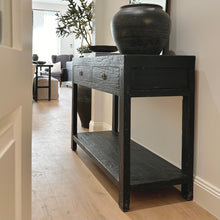 Load image into Gallery viewer, Provincial Console | 120cm | Two Drawer + Shelf | Black Elm
