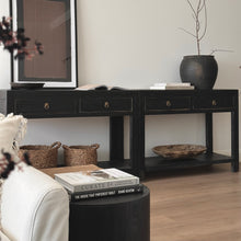 Load image into Gallery viewer, Provincial Console _ 120cm _ Two Drawer + Shelf _ Rustic Black
