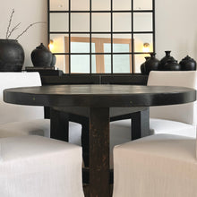 Load image into Gallery viewer, Provincial Round Dining Table | Reclaimed Elm | Modern Satin Black
