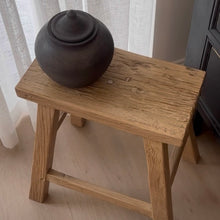 Load image into Gallery viewer, Antique Worker Stool _ Rectangle _ Aged Elm
