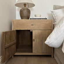 Load image into Gallery viewer, Antique Oversize Bedside Table _ Aged Elm
