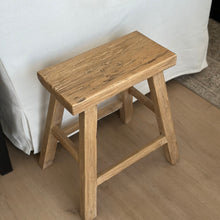 Load image into Gallery viewer, Antique Worker Stool _ Rectangle _ Aged Elm
