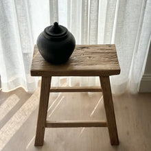 Load image into Gallery viewer, Antique Worker Stool _ Rectangle _ Aged Elm
