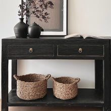 Load image into Gallery viewer, Provincial Console _ 120cm _ Two Drawer + Shelf _ Rustic Black
