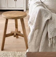 Load image into Gallery viewer, Antique Worker Stool | Star Base | Aged Elm
