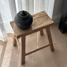 Load image into Gallery viewer, Antique Worker Stool _ Rectangle _ Aged Elm
