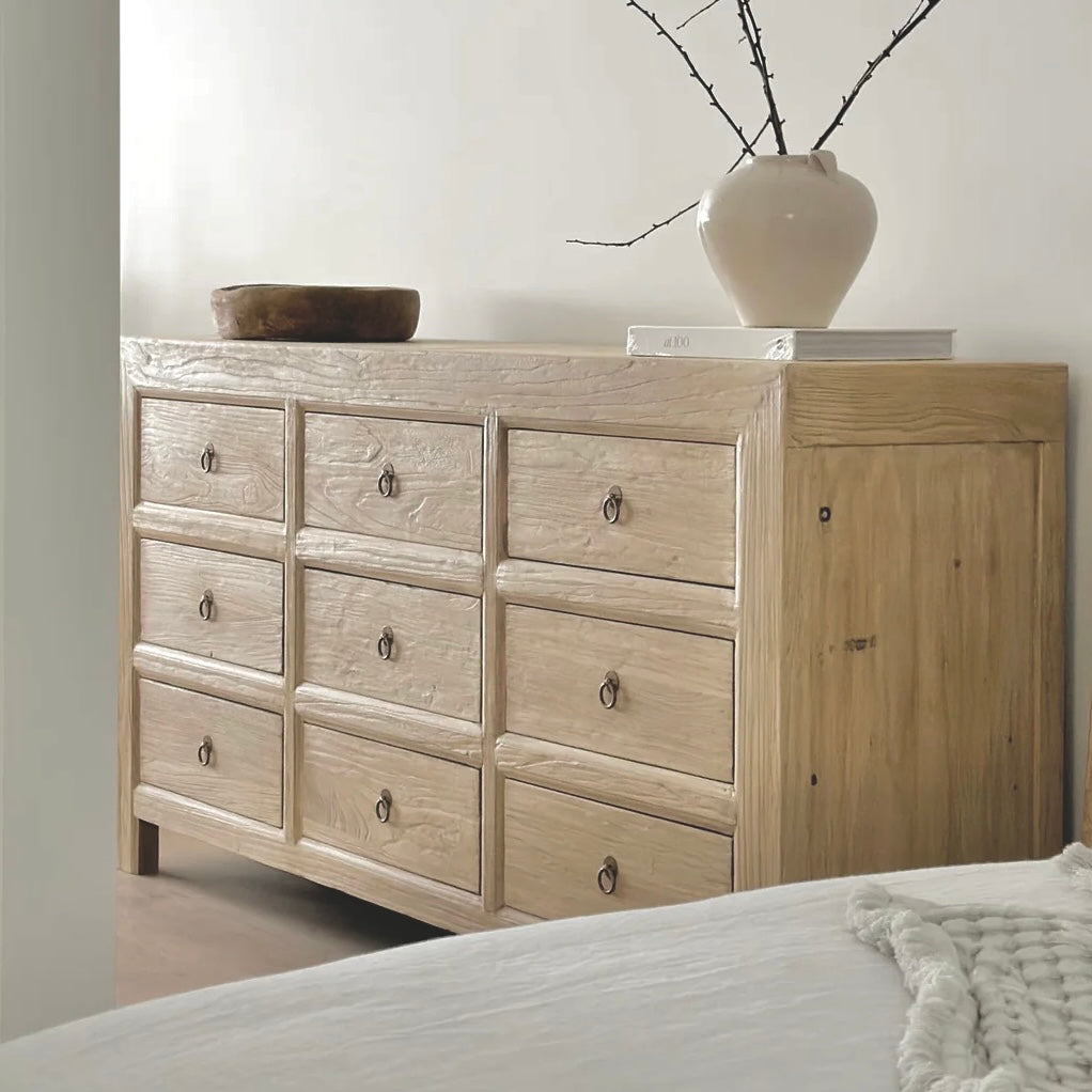 Organic Nine Drawer Chest _ Blonde Elm