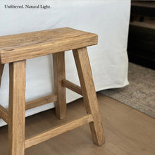 Load image into Gallery viewer, Antique Worker Stool _ Rectangle _ Aged Elm
