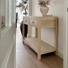 Load image into Gallery viewer, Organic Console _ Two Drawer + Shelf _ 120cm _ Blonde Elm
