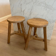 Load image into Gallery viewer, Antique Worker Stool | Triangle Base | Rustic Elm | 2 Colours

