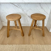Load image into Gallery viewer, Antique Worker Stool | Triangle Base | Rustic Elm | 2 Colours
