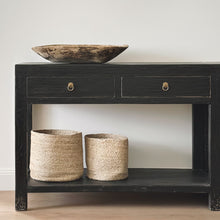 Load image into Gallery viewer, Provincial Console _ 120cm _ Two Drawer + Shelf _ Rustic Black
