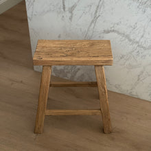 Load image into Gallery viewer, Antique Worker Stool _ Rectangle _ Aged Elm
